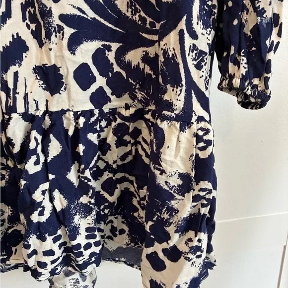 Zara boho navy and white flowy dress size XS NWT - Picture 3 of 4